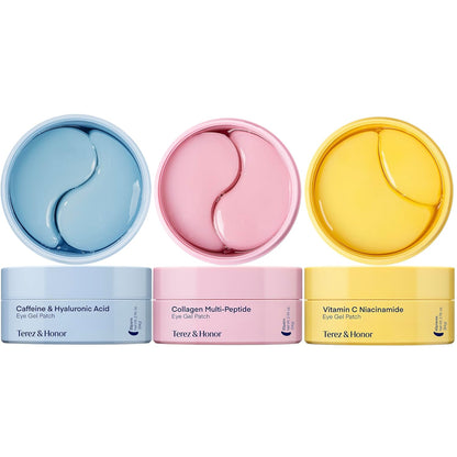 Triple Glow Eye Patch Set : Self Care Kit for Puffy Eyes, Dark Circles, Fine Lines & Wrinkles