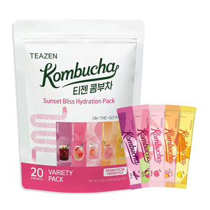 TEAZEN Kombucha Tea Sunset Bliss Hydration Variety Pack - 20 Sticks